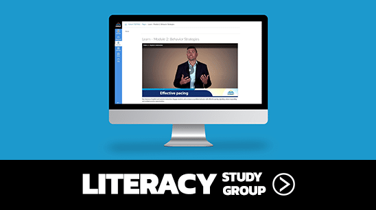 computer monitor showing literacy study group course on screen