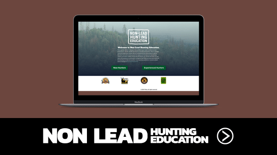 Laptop showing the Non-Lead Hunting Education website on screen