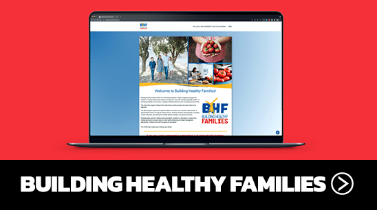 Laptop showing Building Healthy Families site in browser 