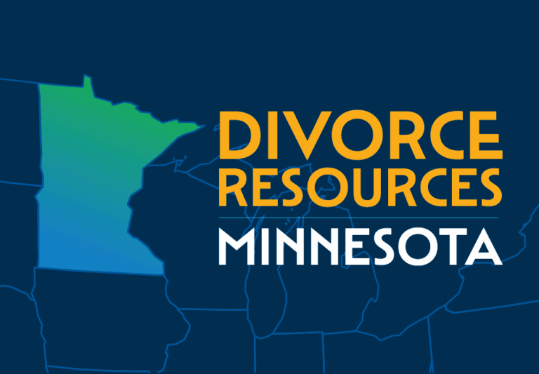 Map of Minnesota highlighted with text reading ‘Divorce Resources Minnesota’